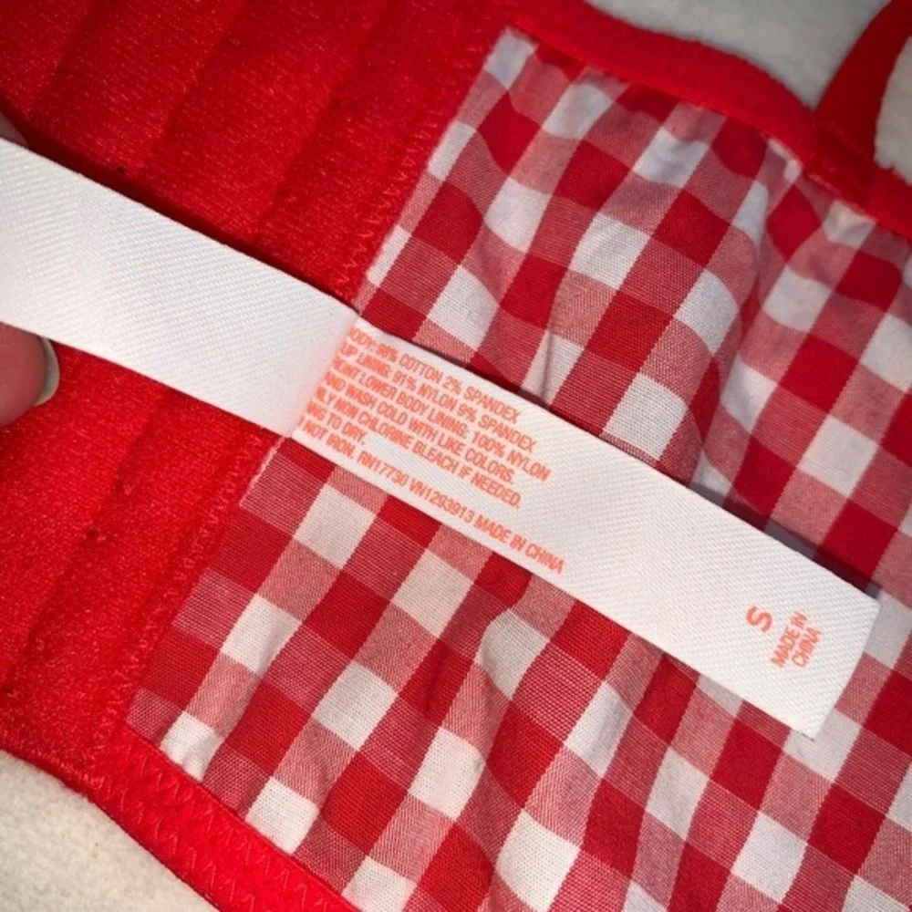 Colsie‎ small red white plaid gingham corset Underwired bralette new  milkmaid